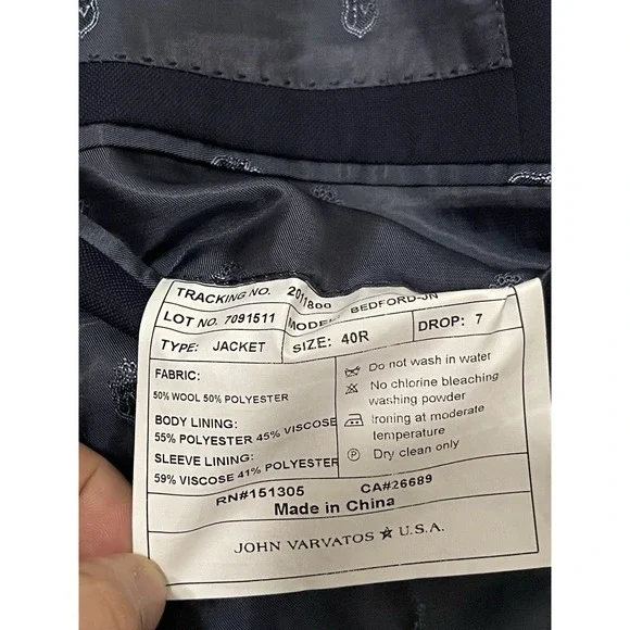JOHN VARVATOS Bedford Wool Blend Blazer‎ 40R Navy Sport Coat 2 Button